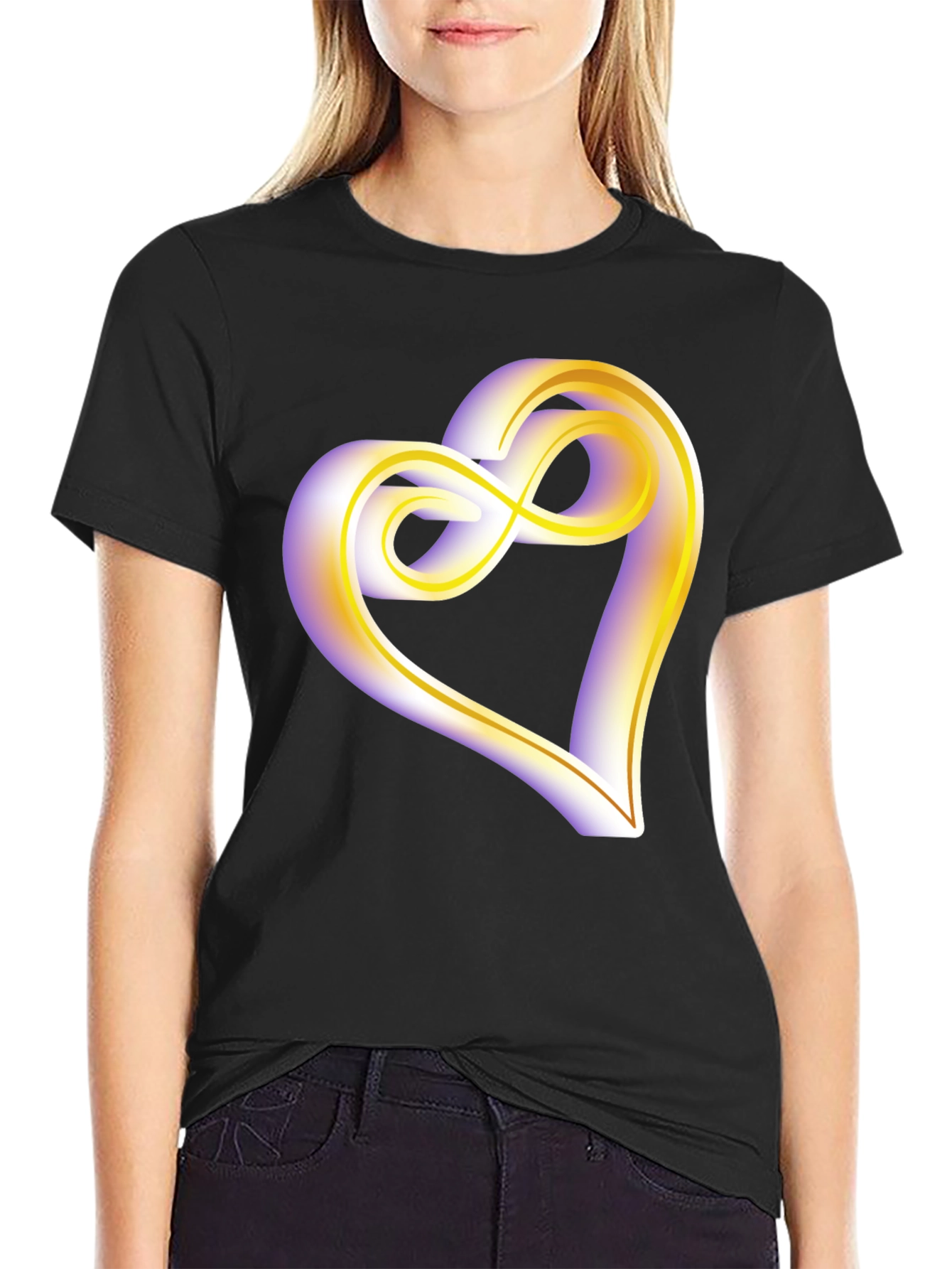 Heart Infinity Symbol Graphic Tee - Soft Black Cotton