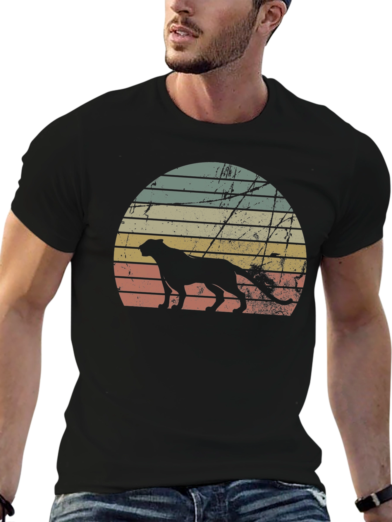Retro Sunset Cheetah Graphic Tee