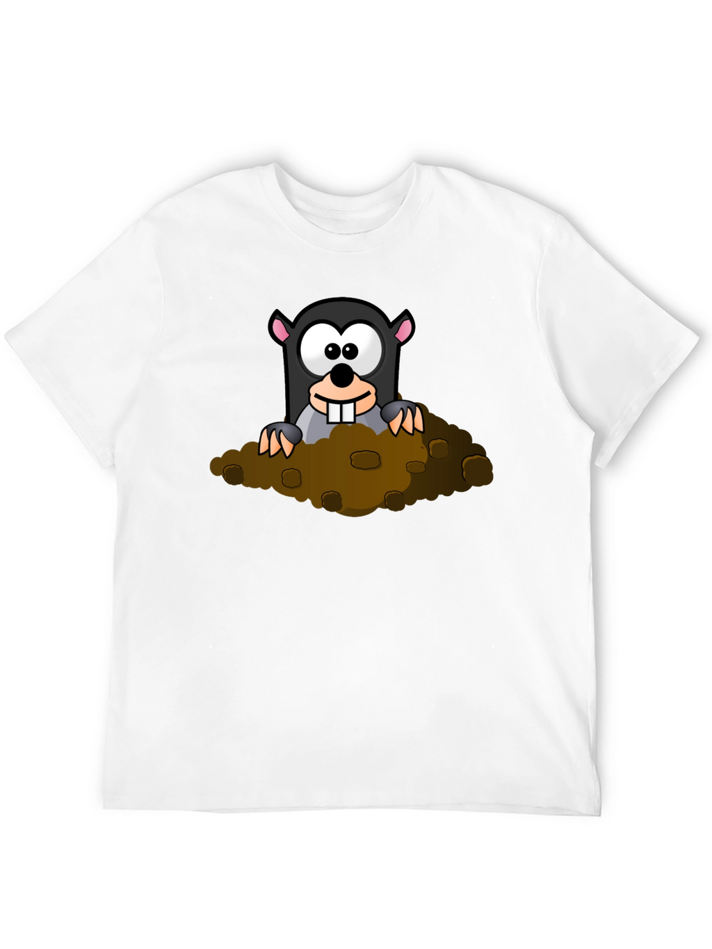 Whimsical Mole Cartoon Graphic Black T-Shirt