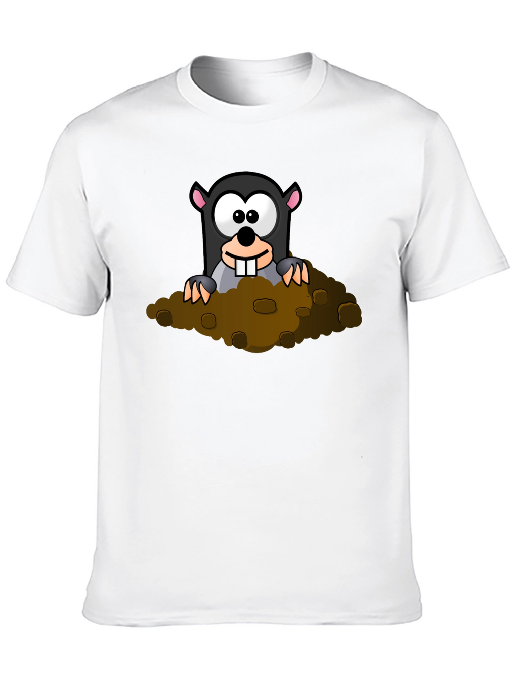 Whimsical Mole Cartoon Graphic Black T-Shirt