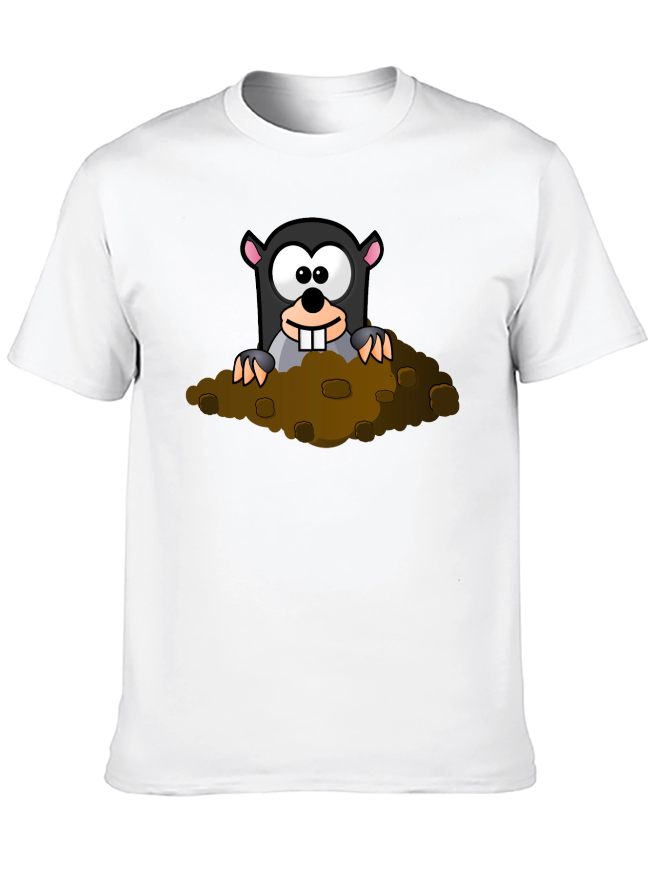 Whimsical Mole Cartoon Graphic Black T-Shirt