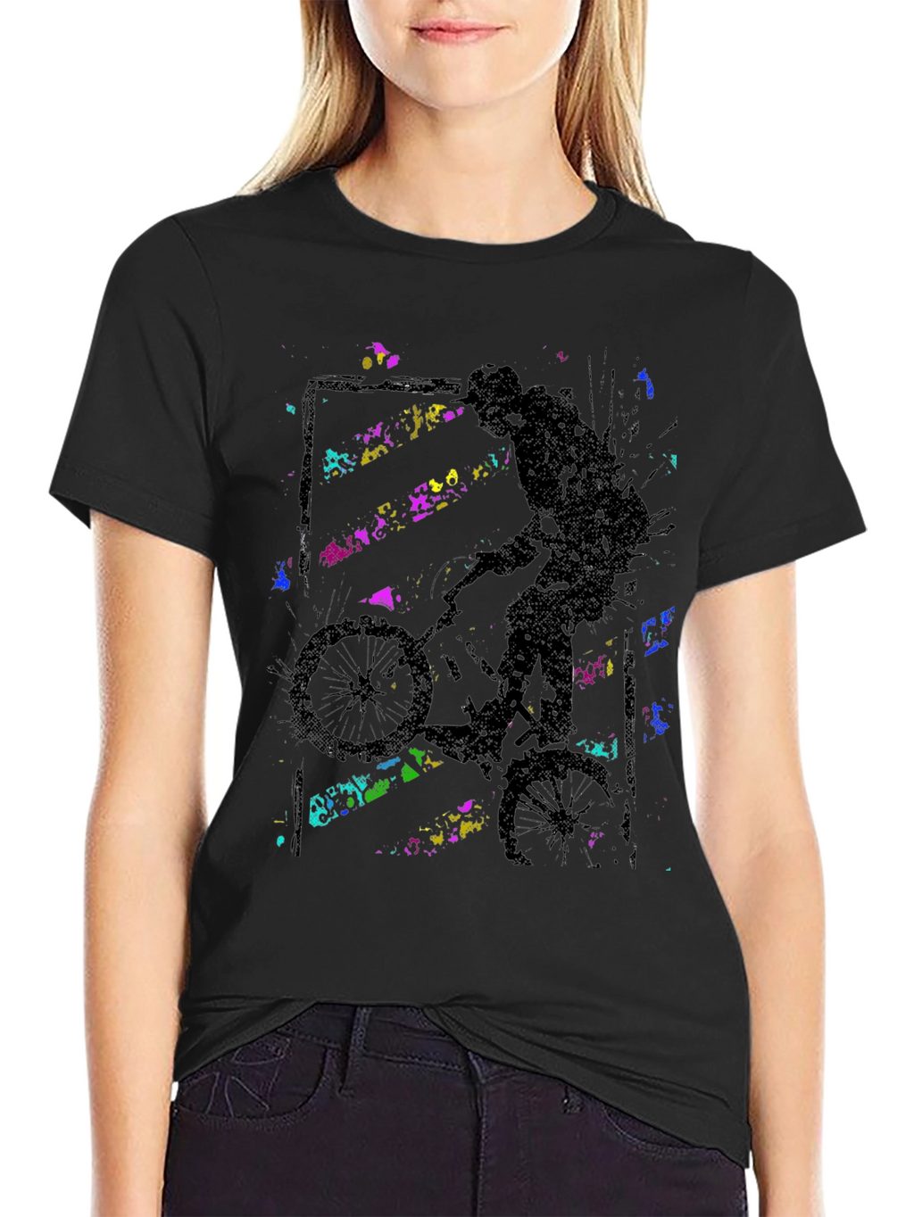 Abstract BMX Rider Black T-Shirt