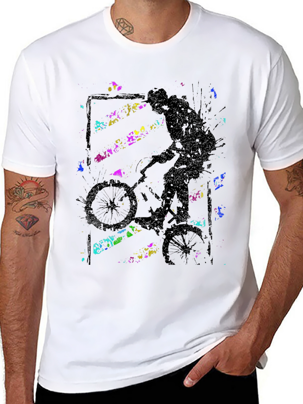 Abstract BMX Rider Black T-Shirt