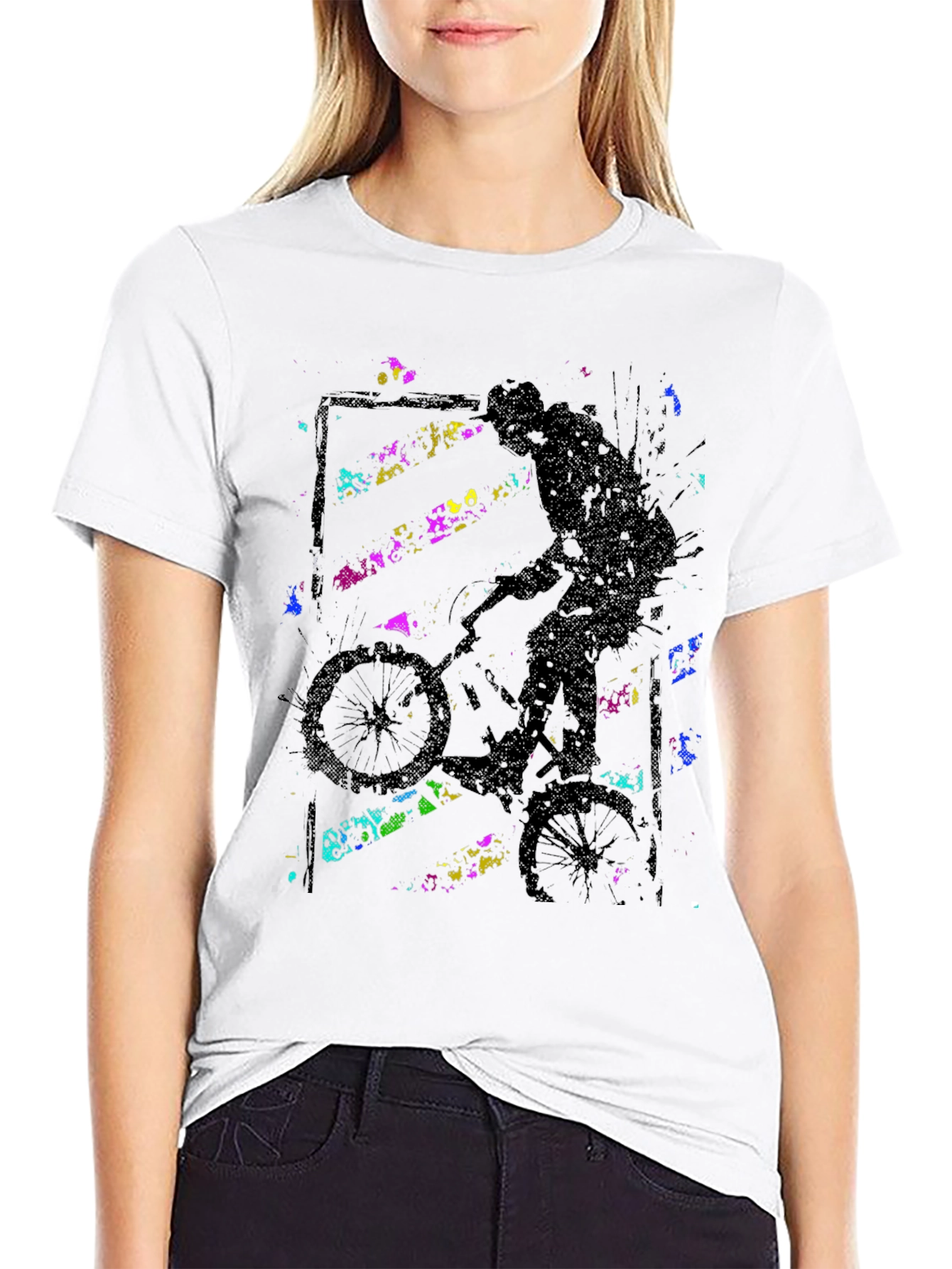 Abstract BMX Rider Black T-Shirt