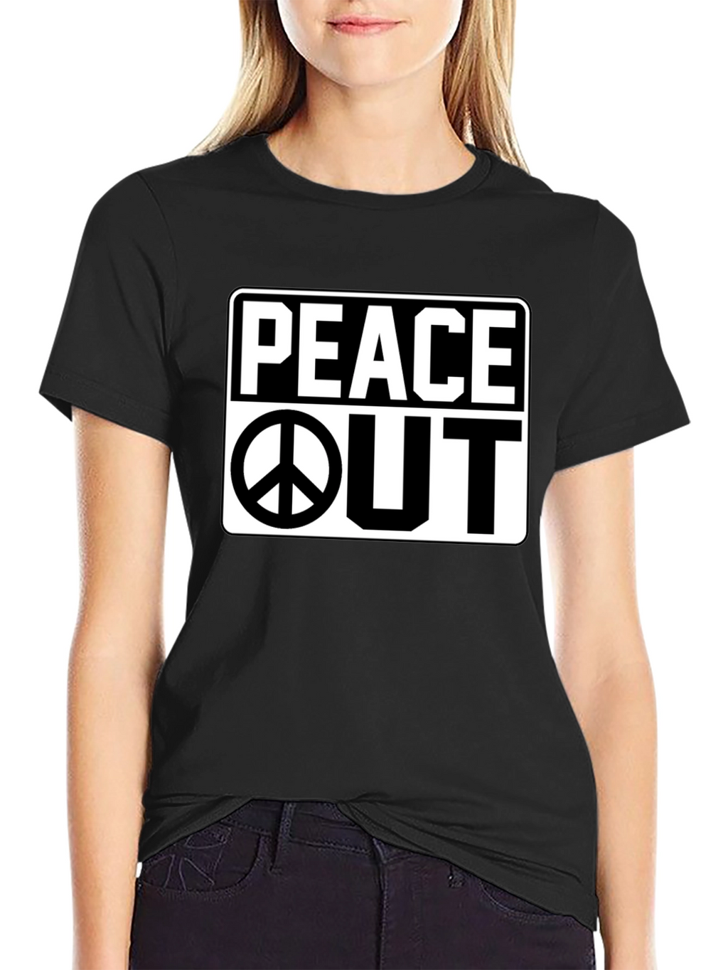 Peace Out Graphic Black T-Shirt