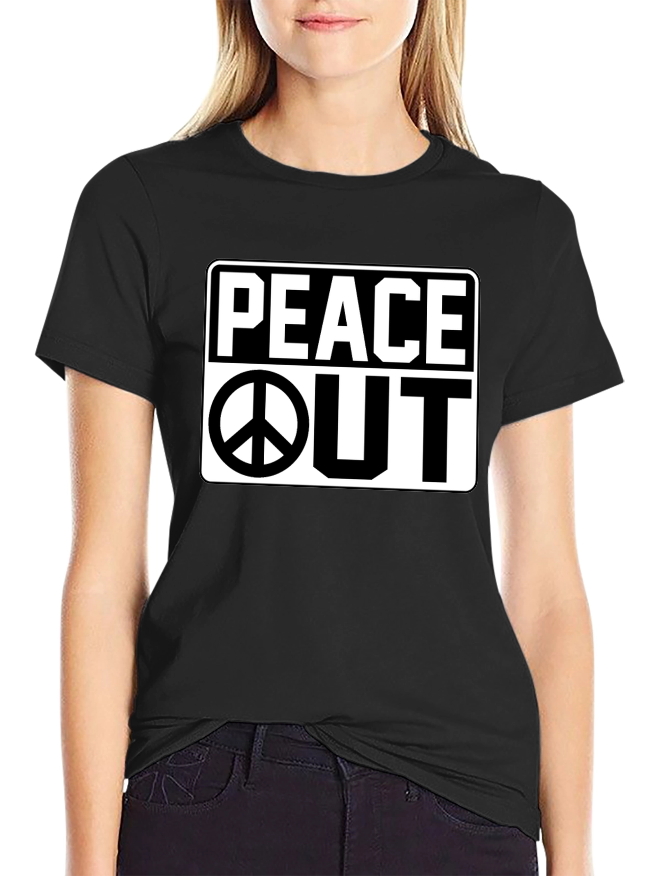 Peace Out Graphic Black T-Shirt