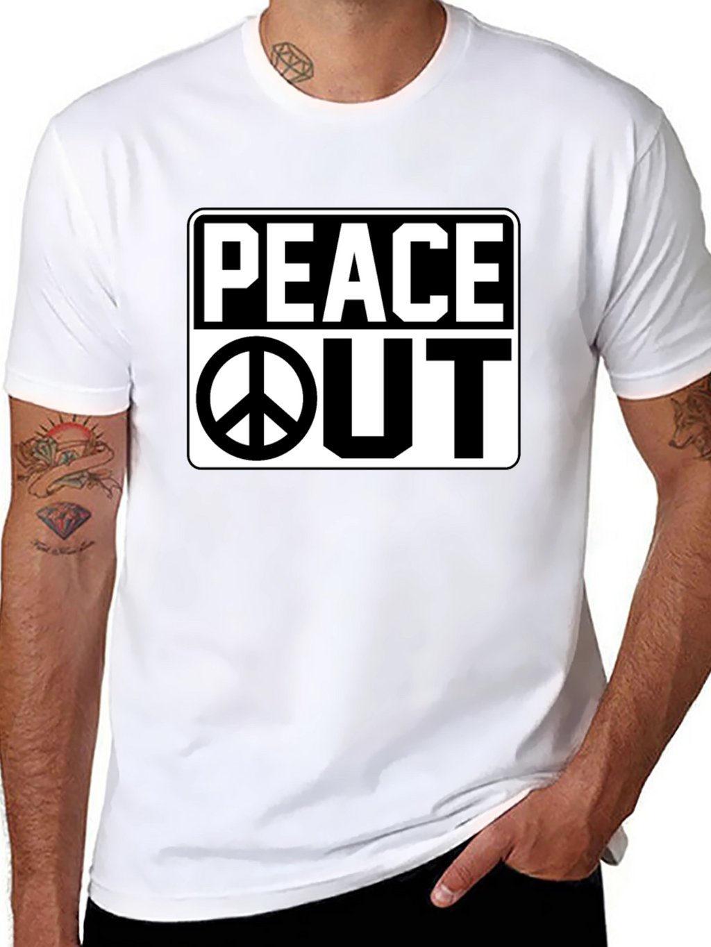 Peace Out Graphic Black T-Shirt