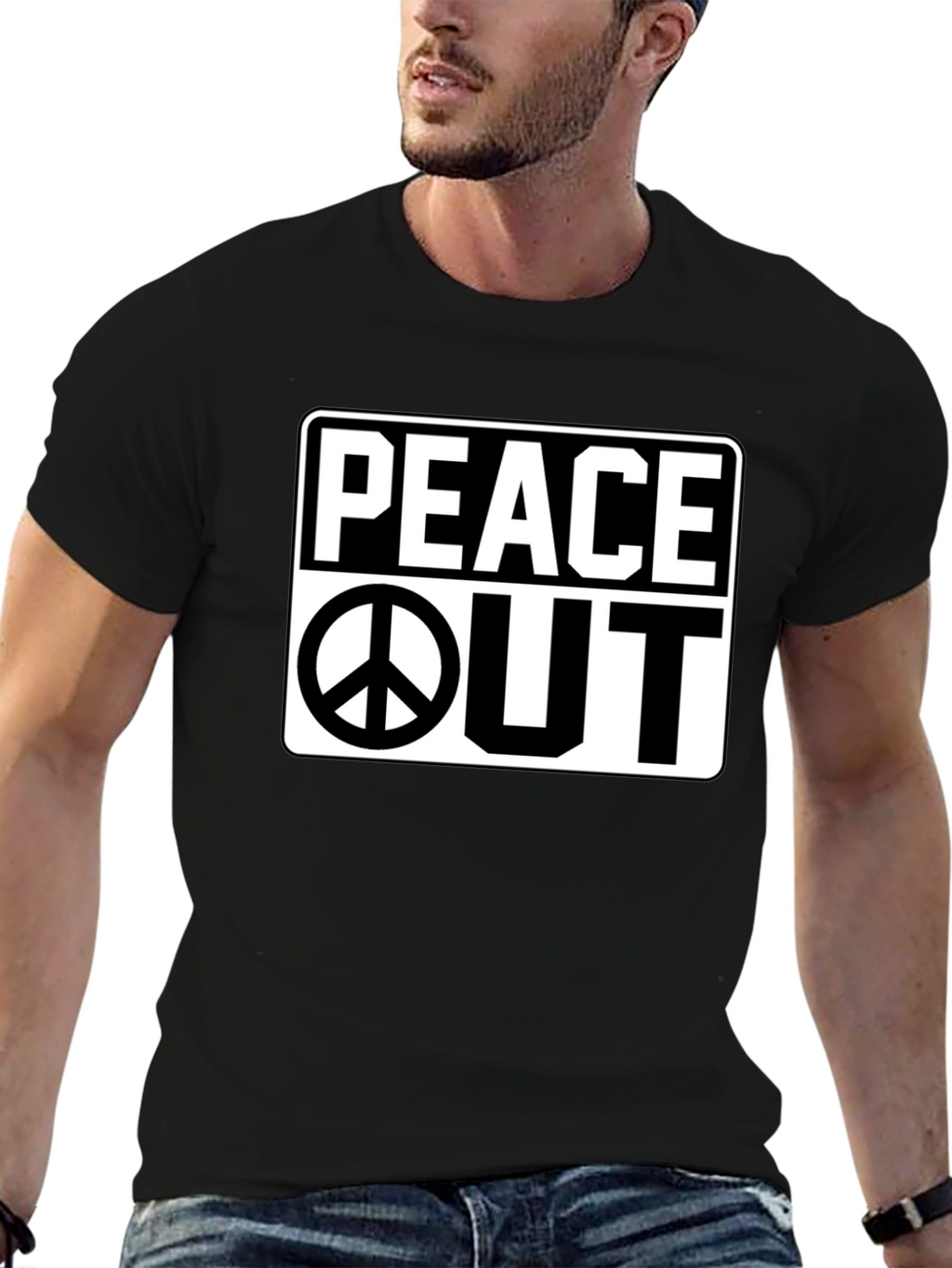 Peace Out Graphic Black T-Shirt
