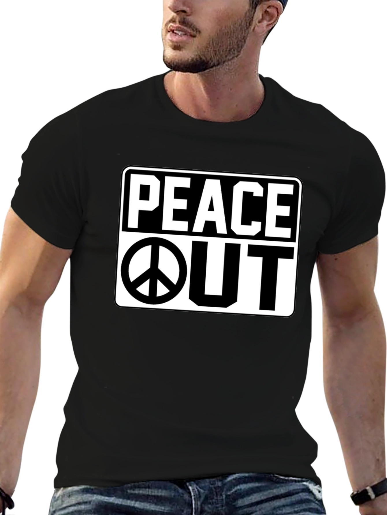 Peace Out Graphic Black T-Shirt