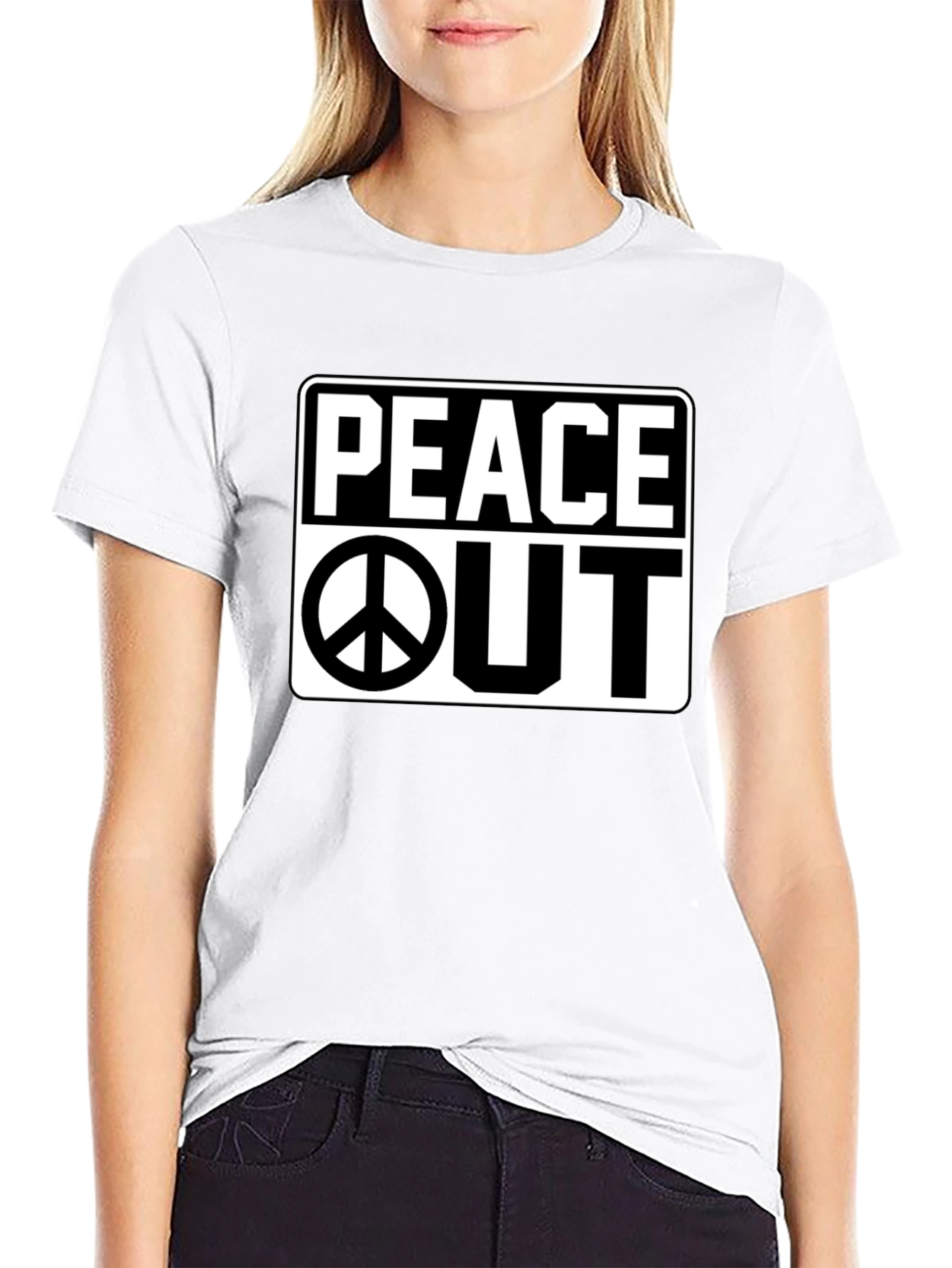 Peace Out Graphic Black T-Shirt