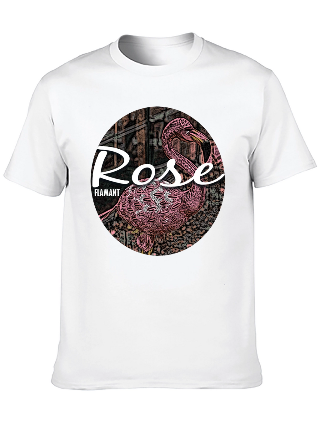 Rose Flamant Black T-Shirt