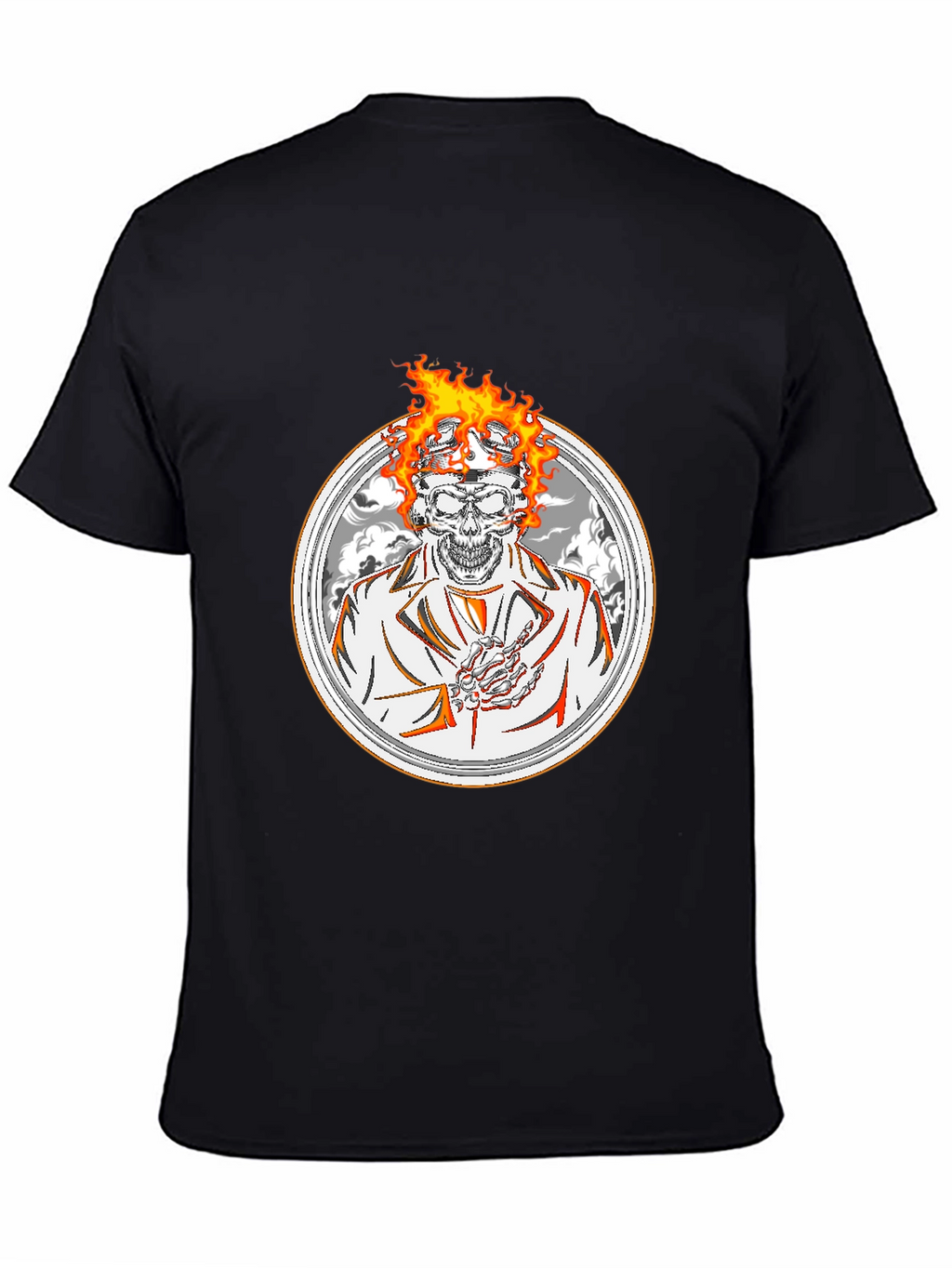 Flaming Skull Graphic Tee - Black