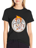 Flaming Skull Graphic Tee - Black