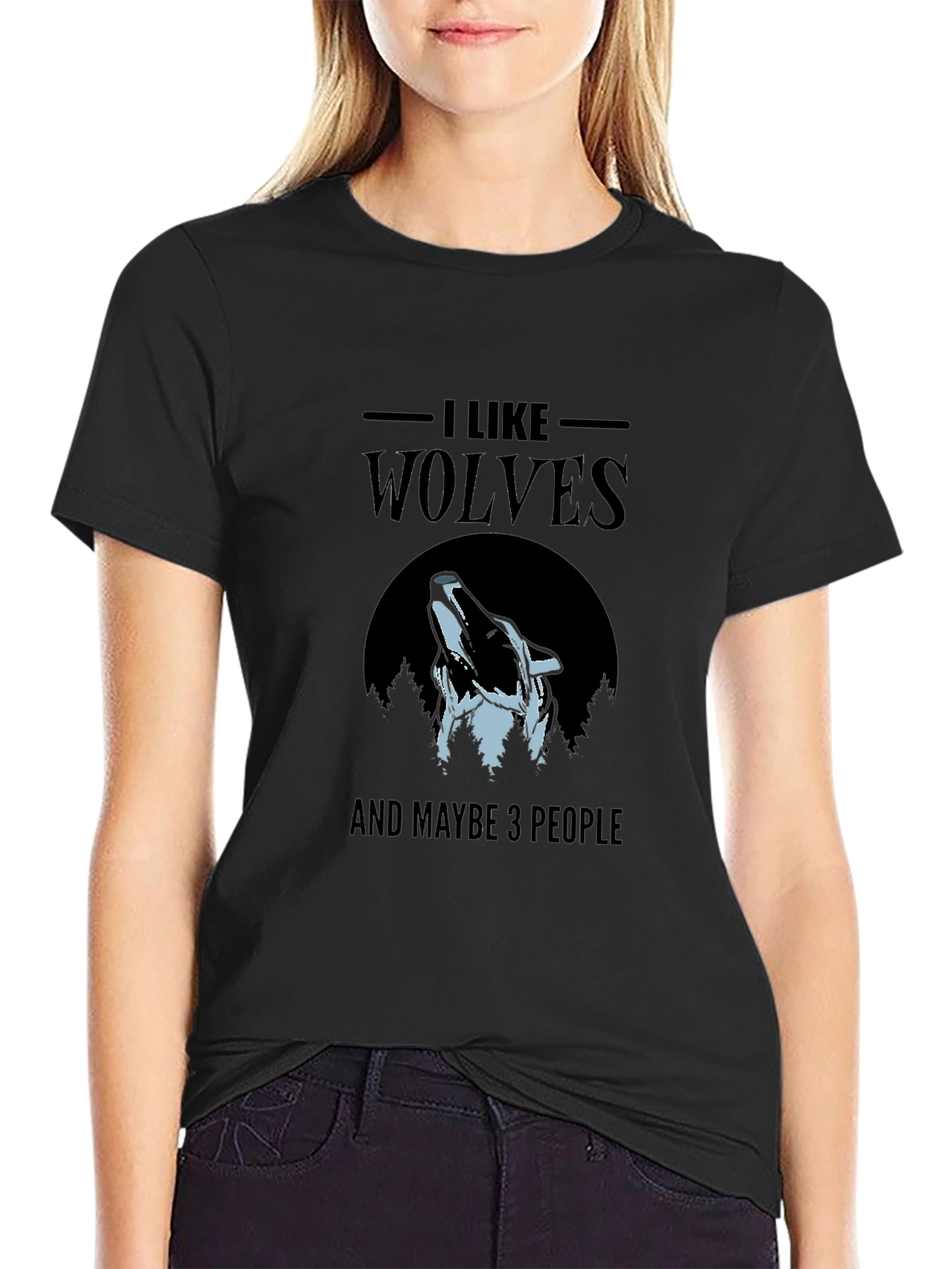 I Like Wolves T-Shirt - Unisex Black Graphic Tee