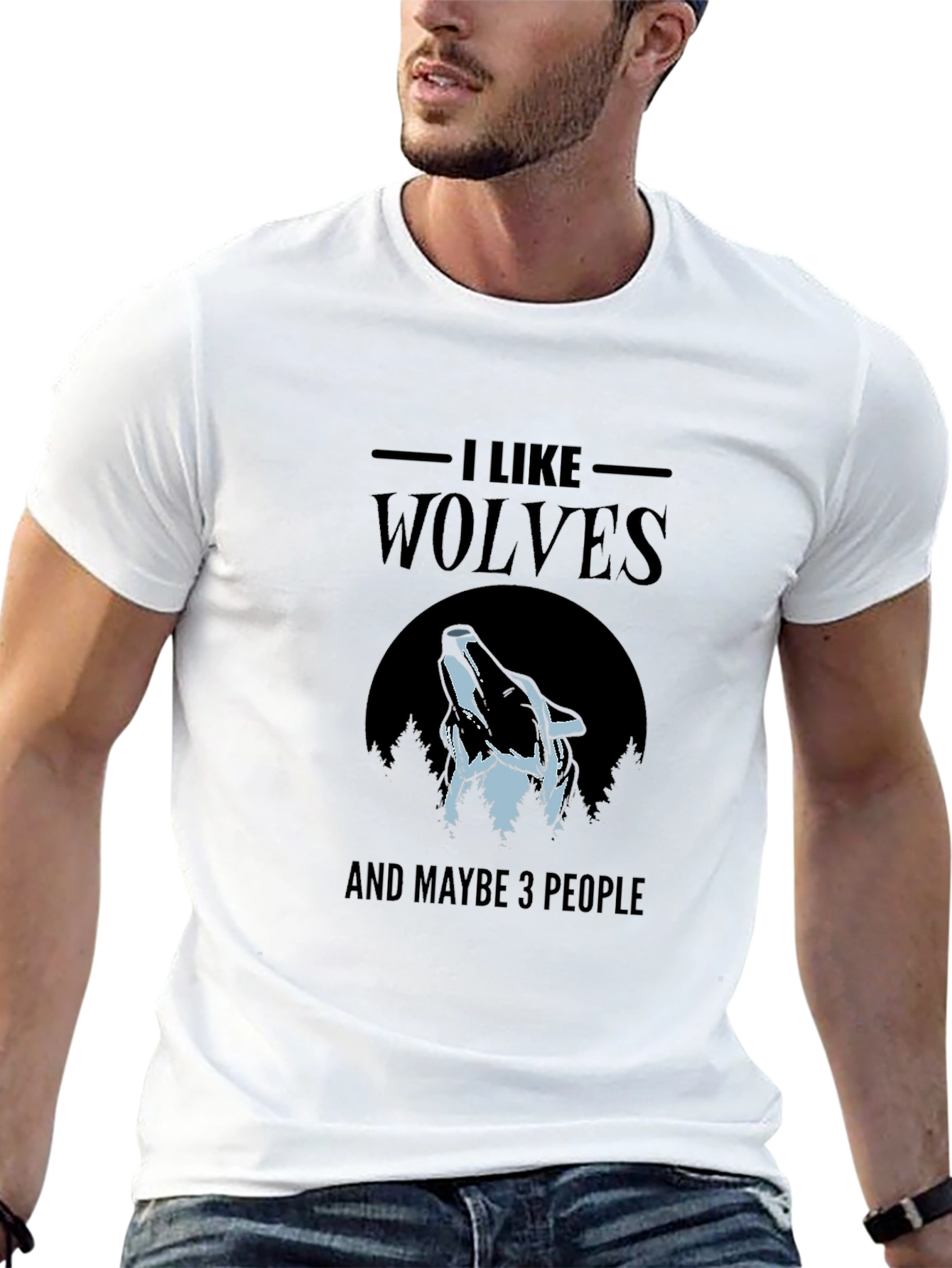 I Like Wolves T-Shirt - Unisex Black Graphic Tee