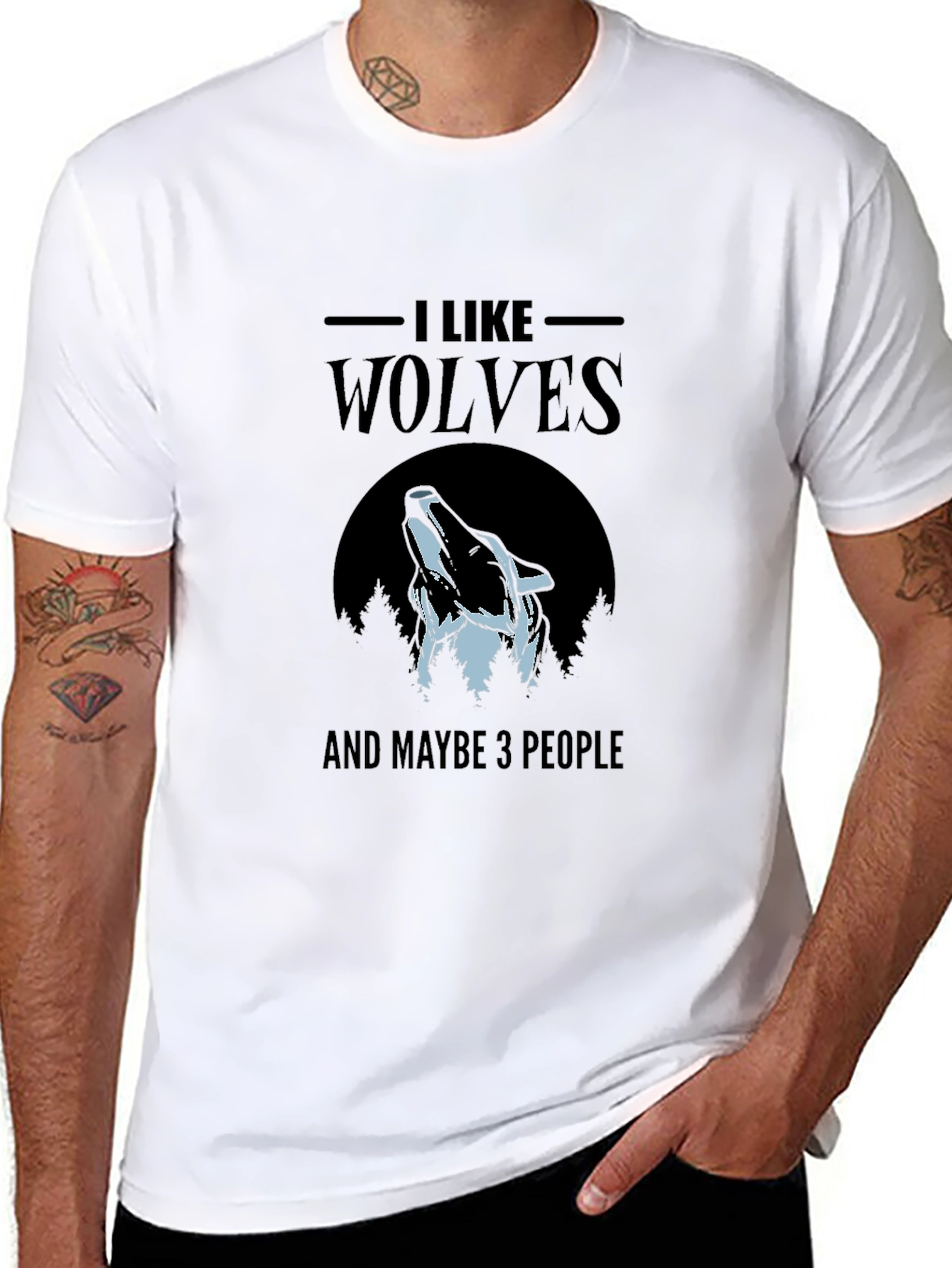 I Like Wolves T-Shirt - Unisex Black Graphic Tee