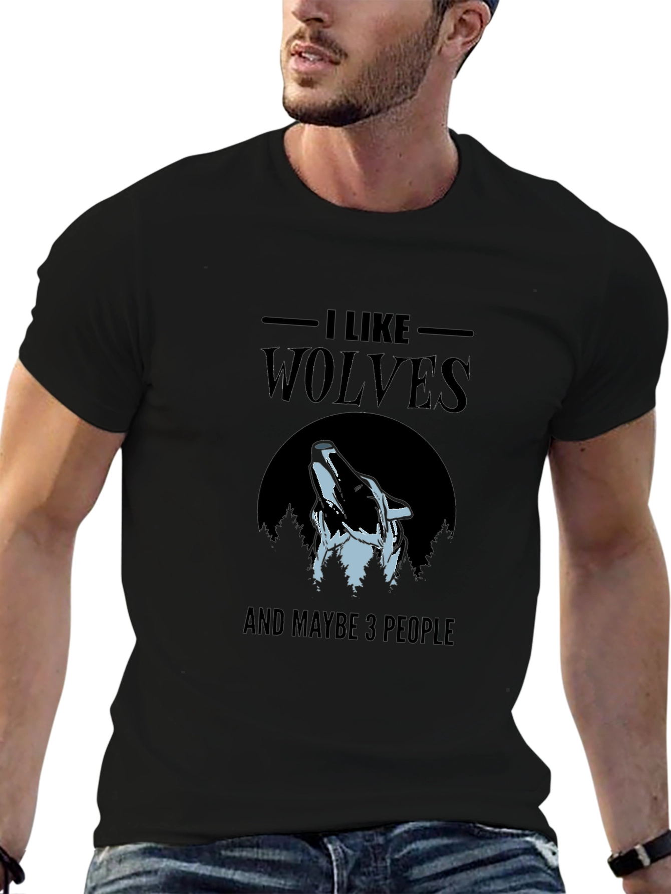 I Like Wolves T-Shirt - Unisex Black Graphic Tee