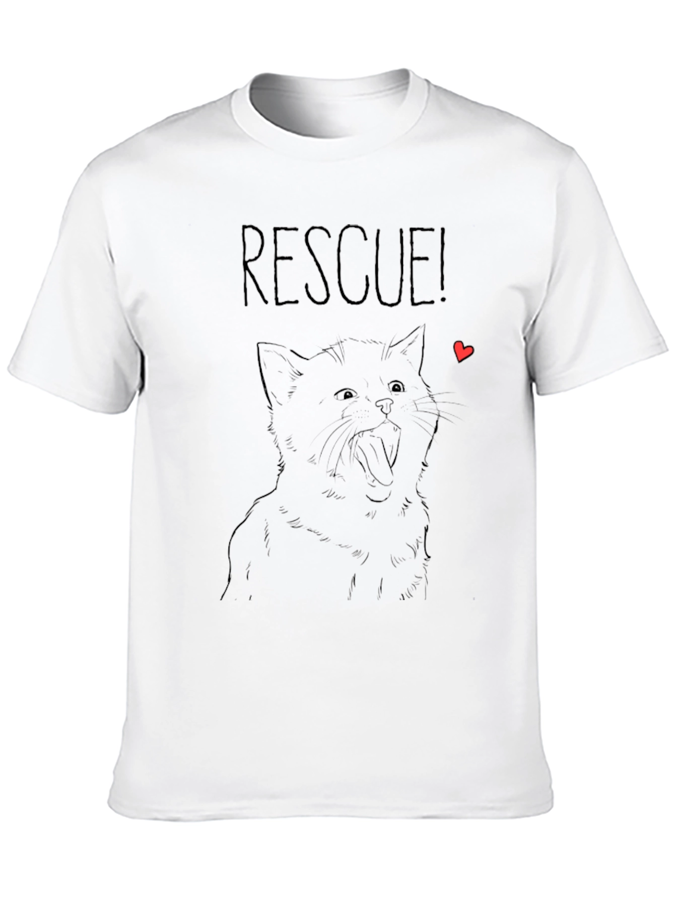Rescue Cat Graphic Tee - Mens Black T-Shirt