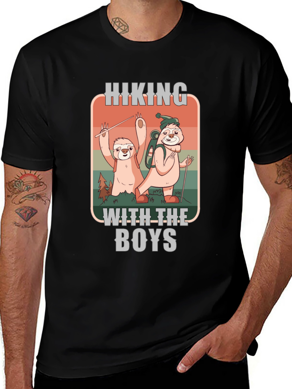 Hiking With The Boys Sloth T-Shirt