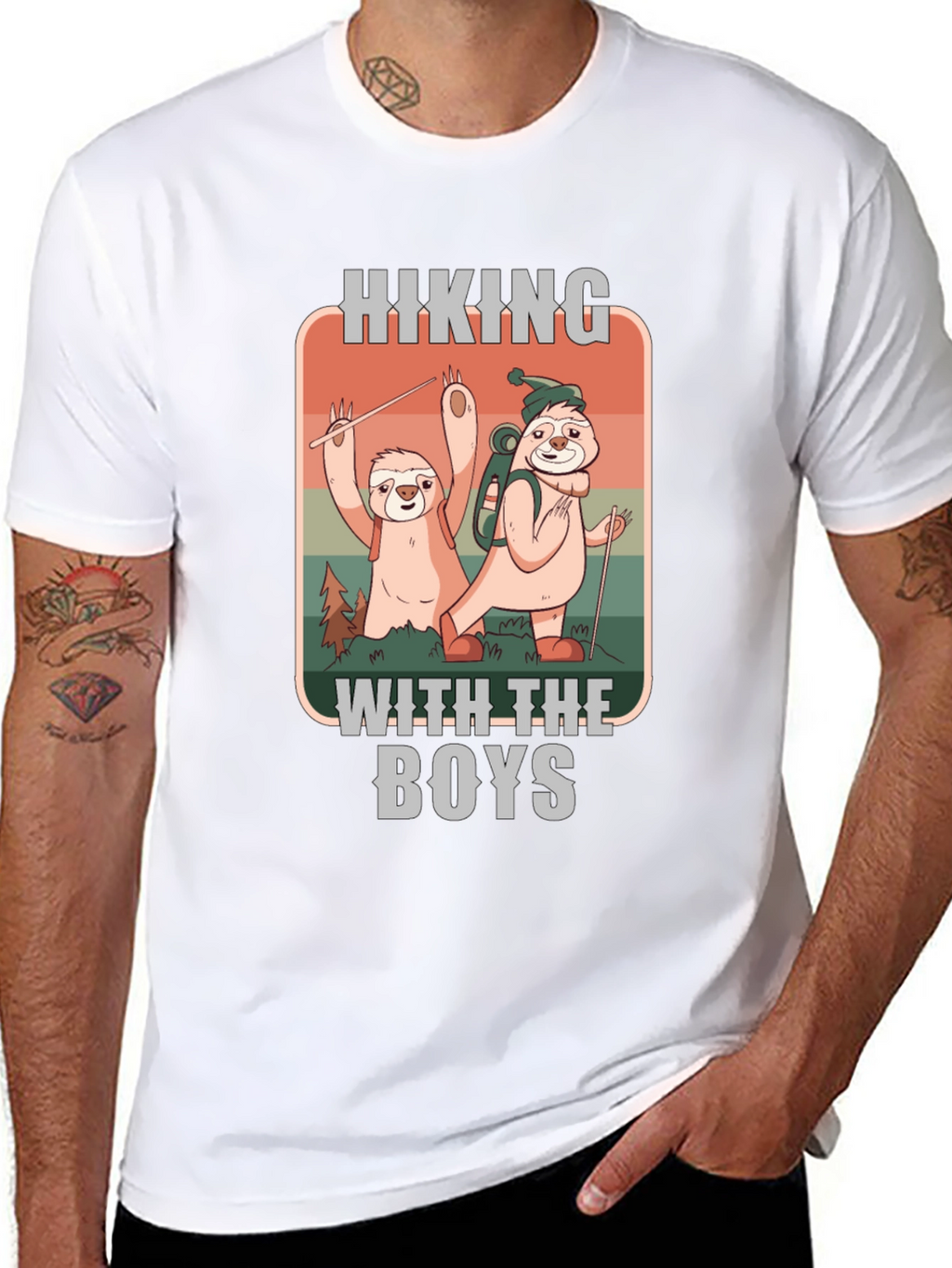 Hiking With The Boys Sloth T-Shirt