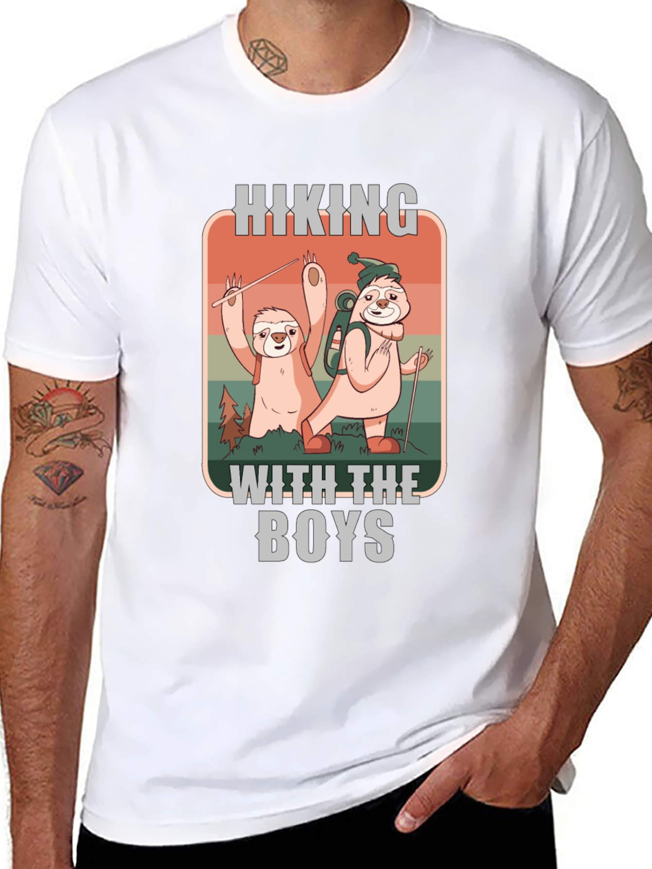 Hiking With The Boys Sloth T-Shirt