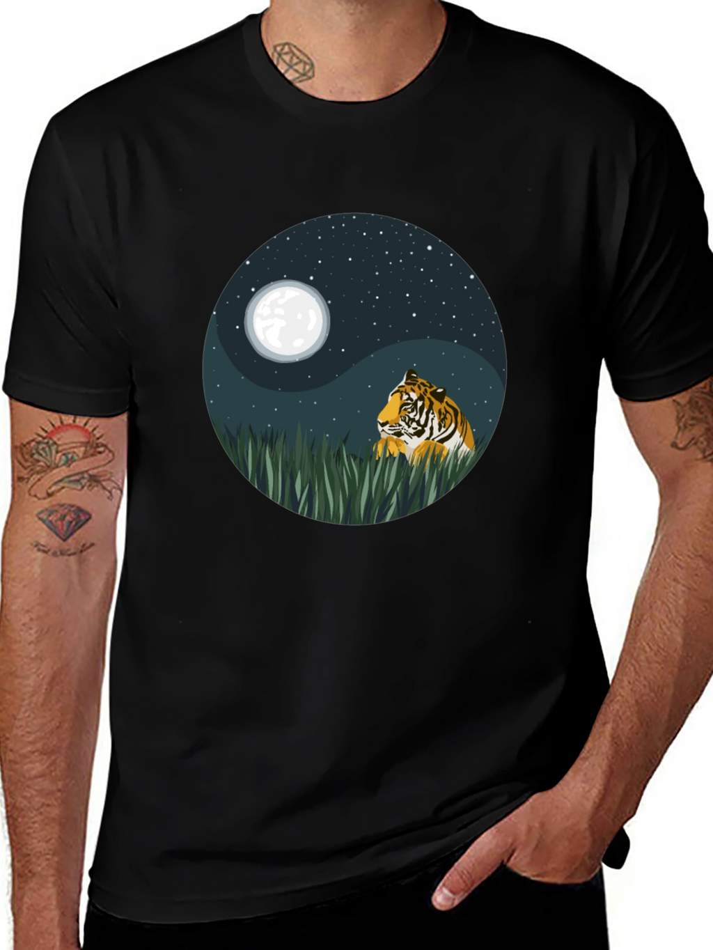 Yin Yang Tiger Graphic Tee - Nature Inspired Design