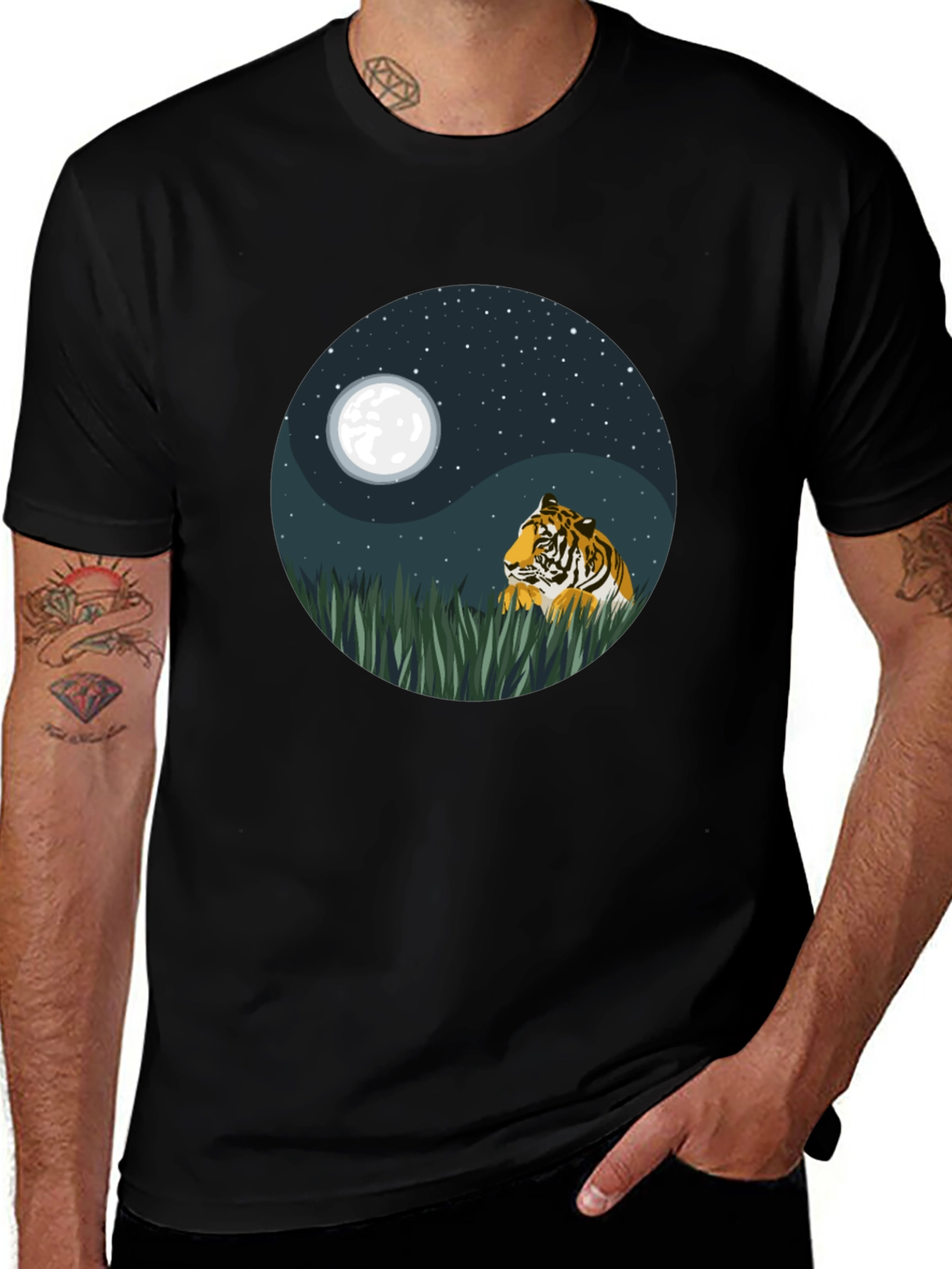 Yin Yang Tiger Graphic Tee - Nature Inspired Design