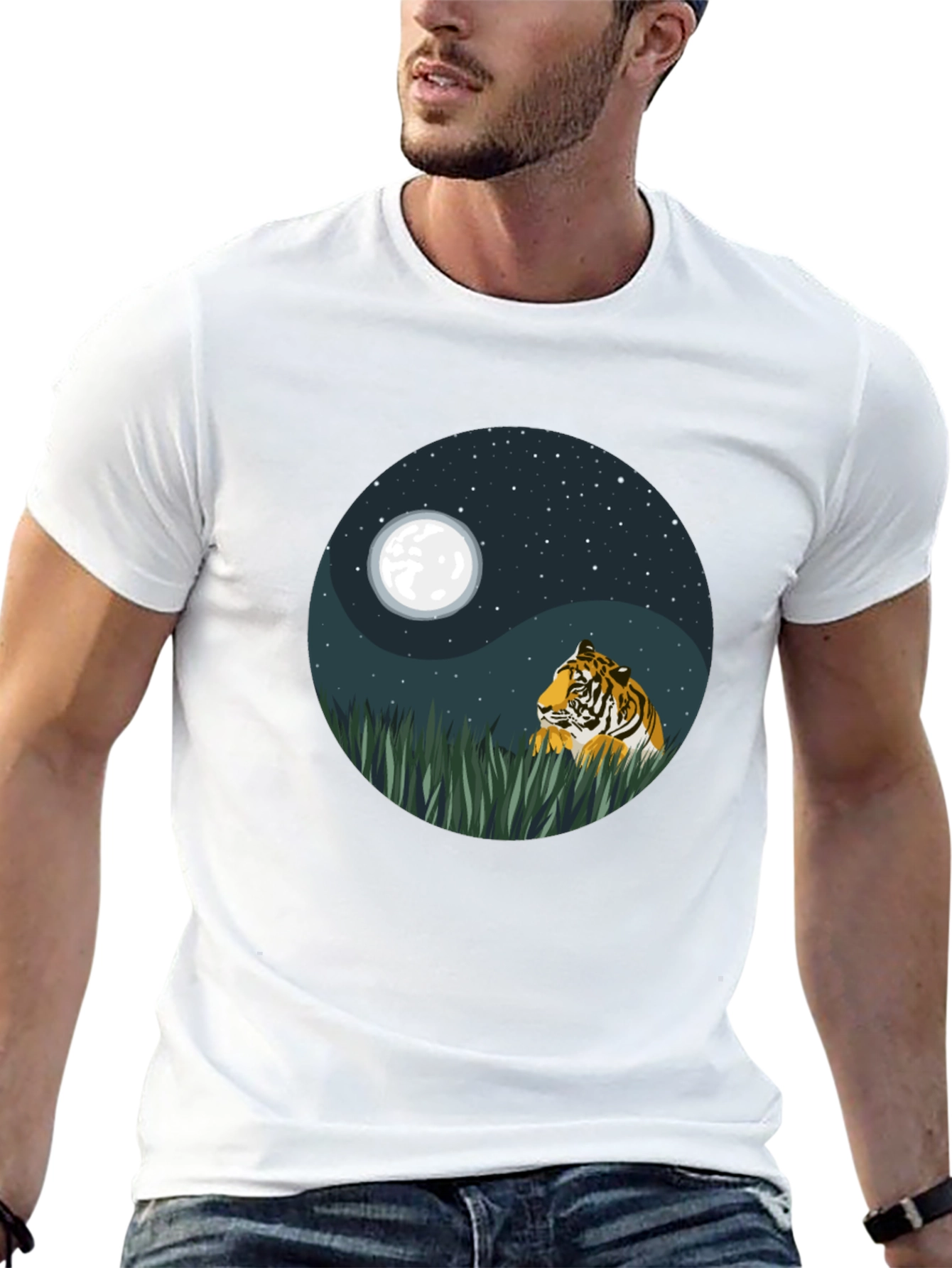 Yin Yang Tiger Graphic Tee - Nature Inspired Design