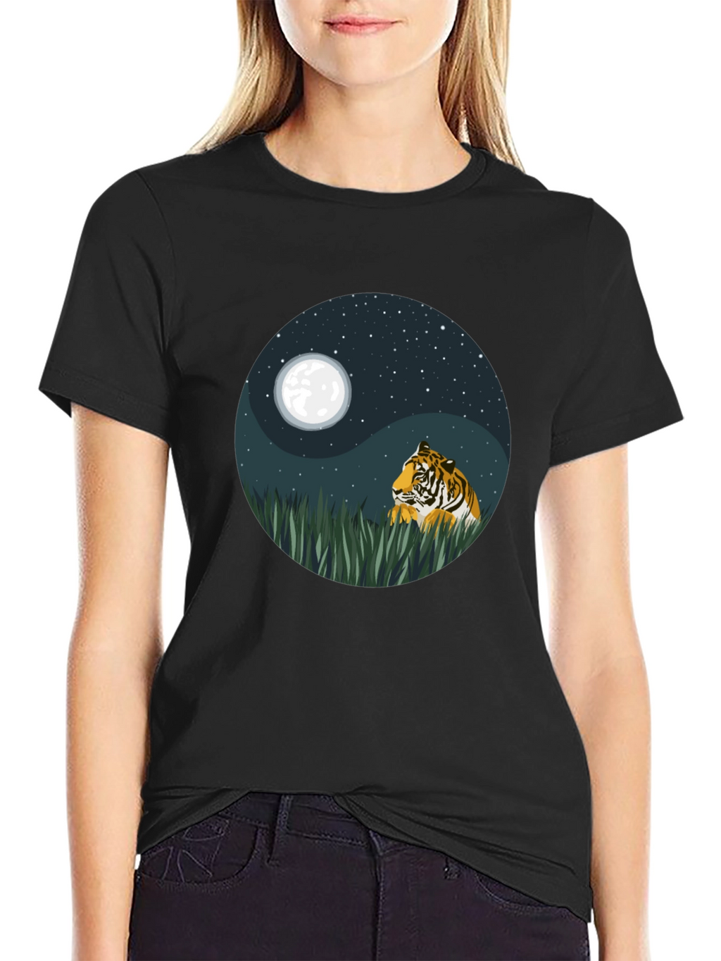Yin Yang Tiger Graphic Tee - Nature Inspired Design