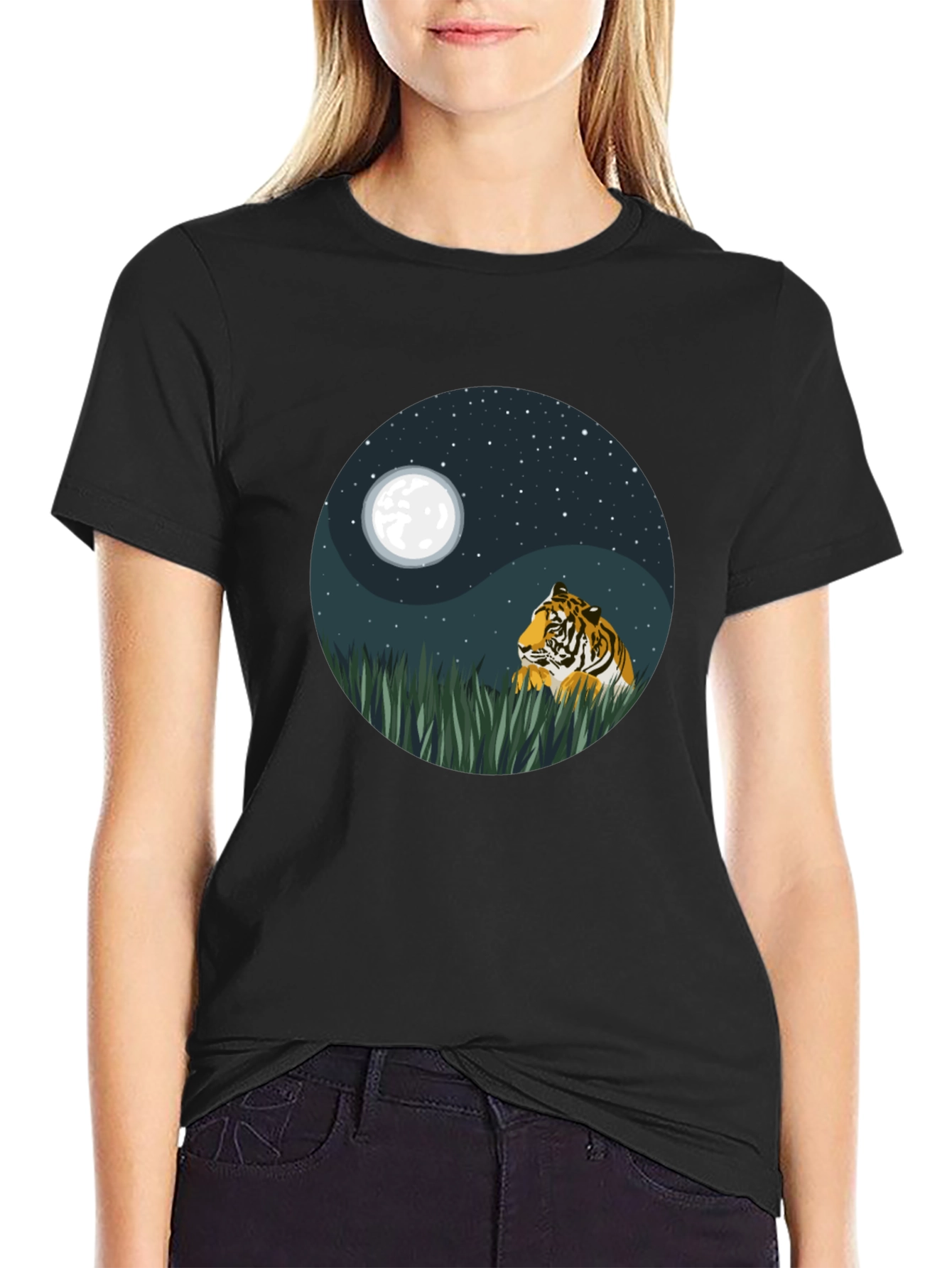 Yin Yang Tiger Graphic Tee - Nature Inspired Design