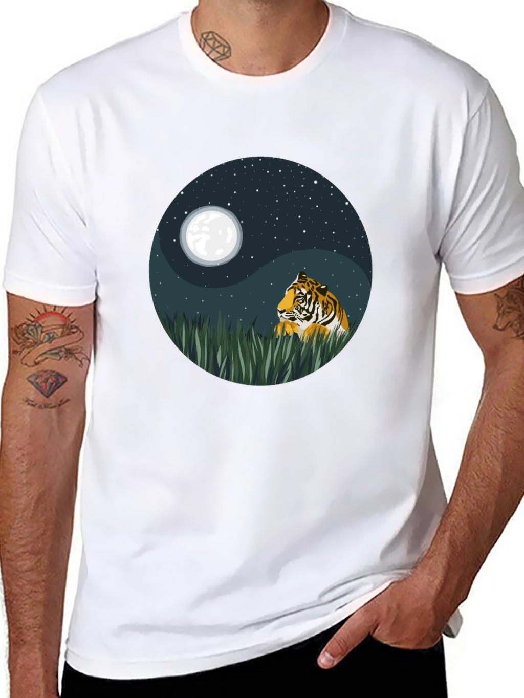 Yin Yang Tiger Graphic Tee - Nature Inspired Design