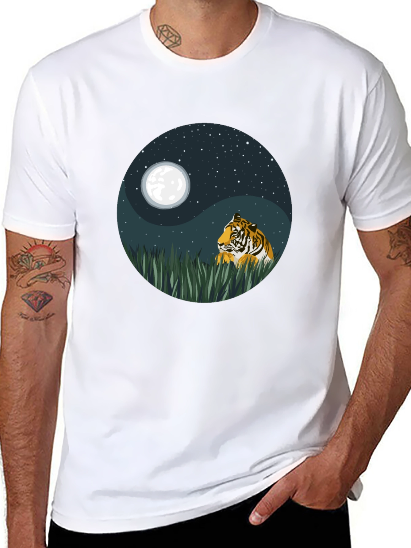 Yin Yang Tiger Graphic Tee - Nature Inspired Design