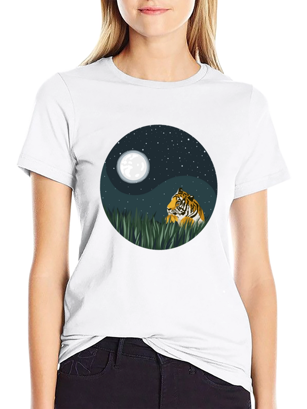 Yin Yang Tiger Graphic Tee - Nature Inspired Design