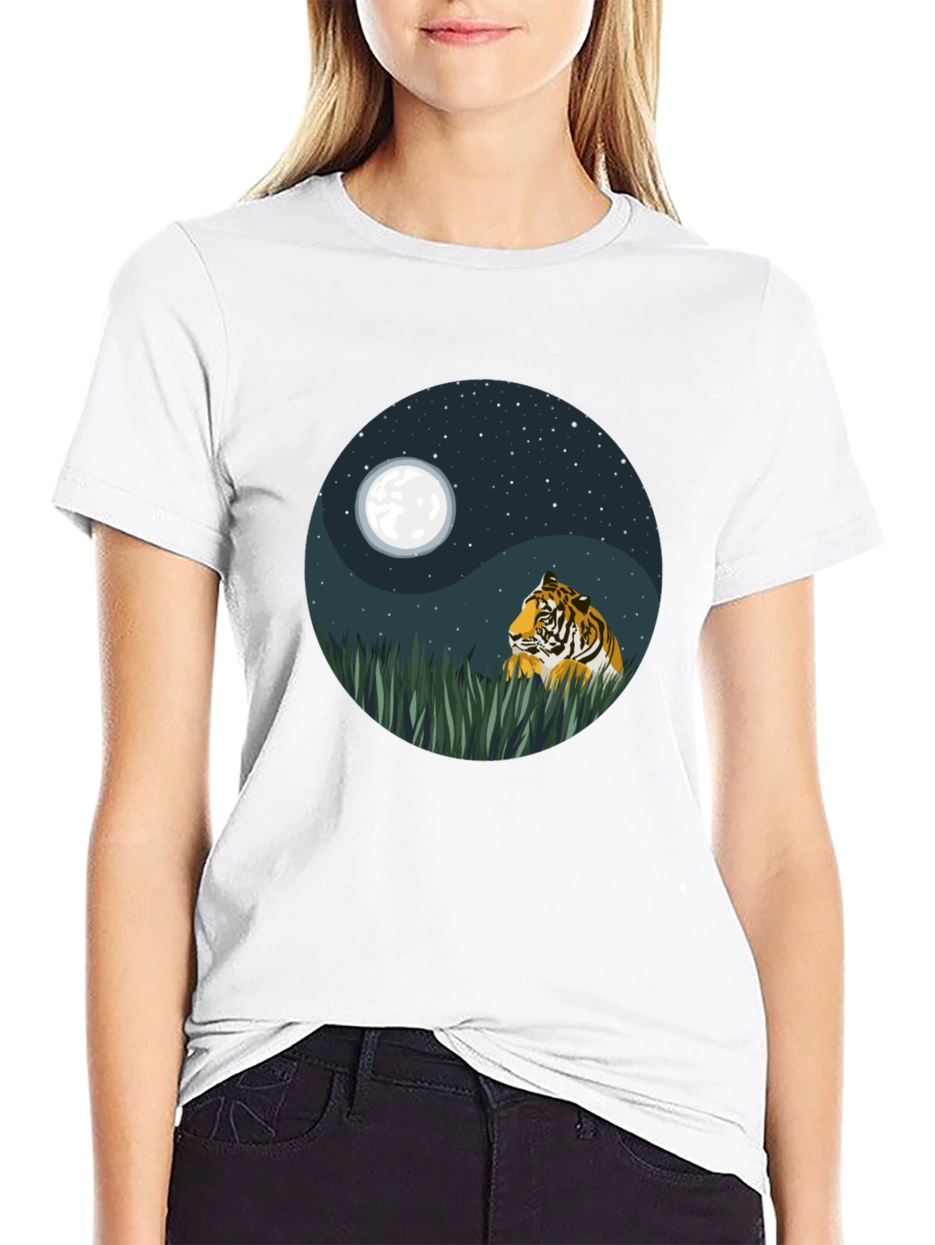 Yin Yang Tiger Graphic Tee - Nature Inspired Design
