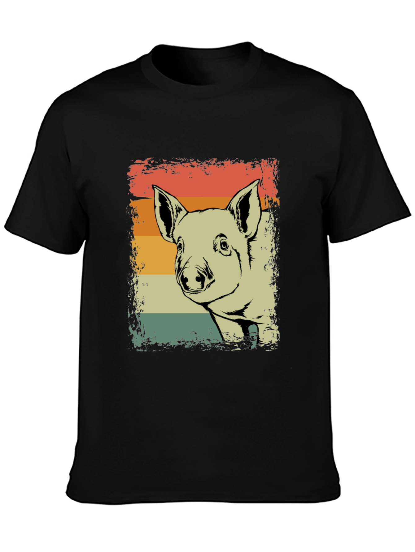 Retro Pig Graphic Tee - Vintage Style Piglet T-Shirt