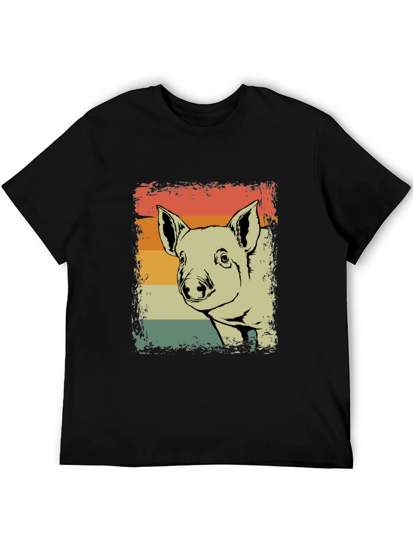 Retro Pig Graphic Tee - Vintage Style Piglet T-Shirt