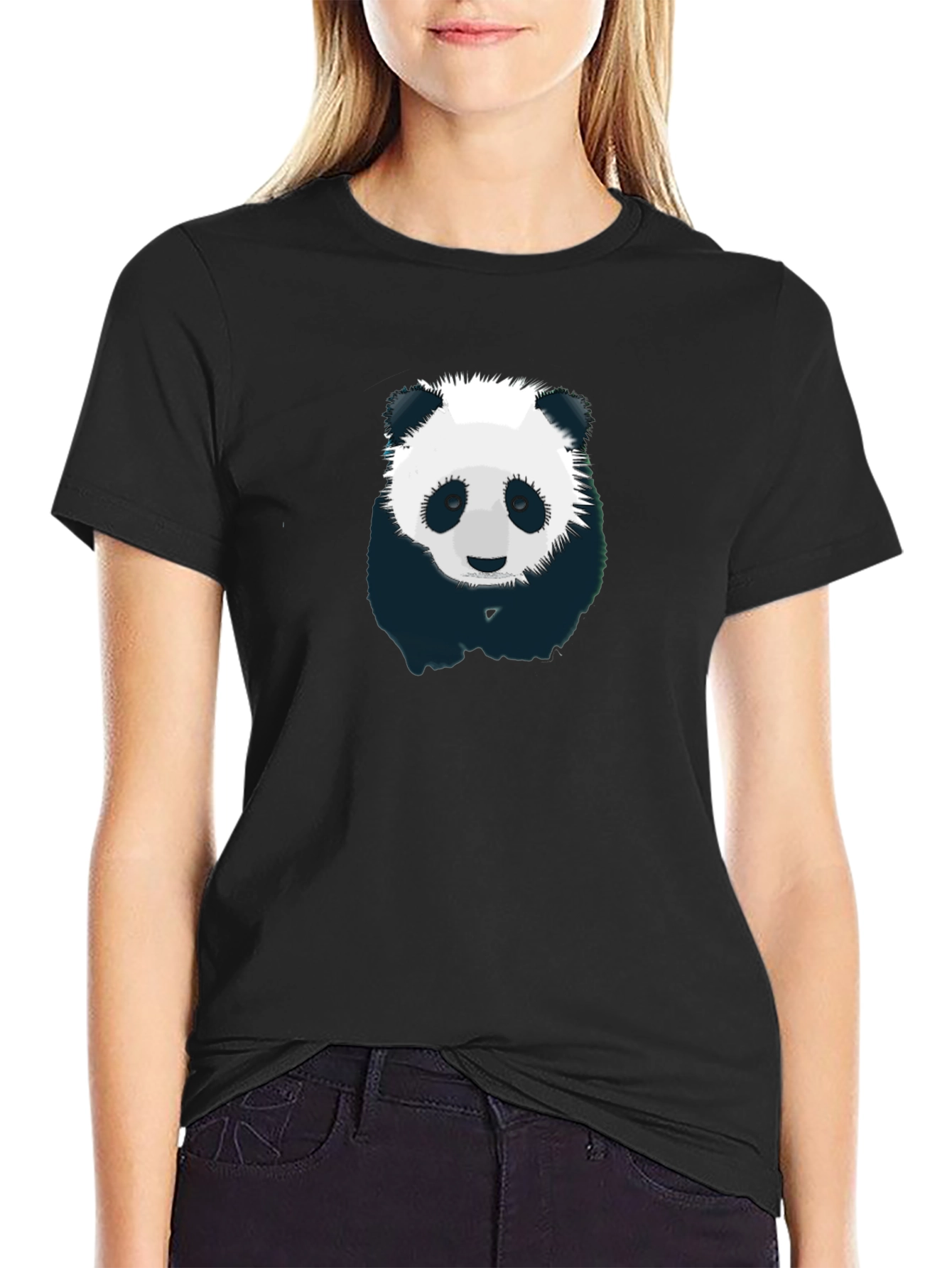 Panda Graphic T-Shirt - Mens Black Crew Neck
