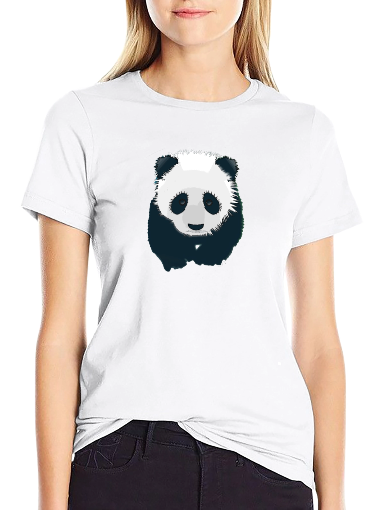 Panda Graphic T-Shirt - Mens Black Crew Neck