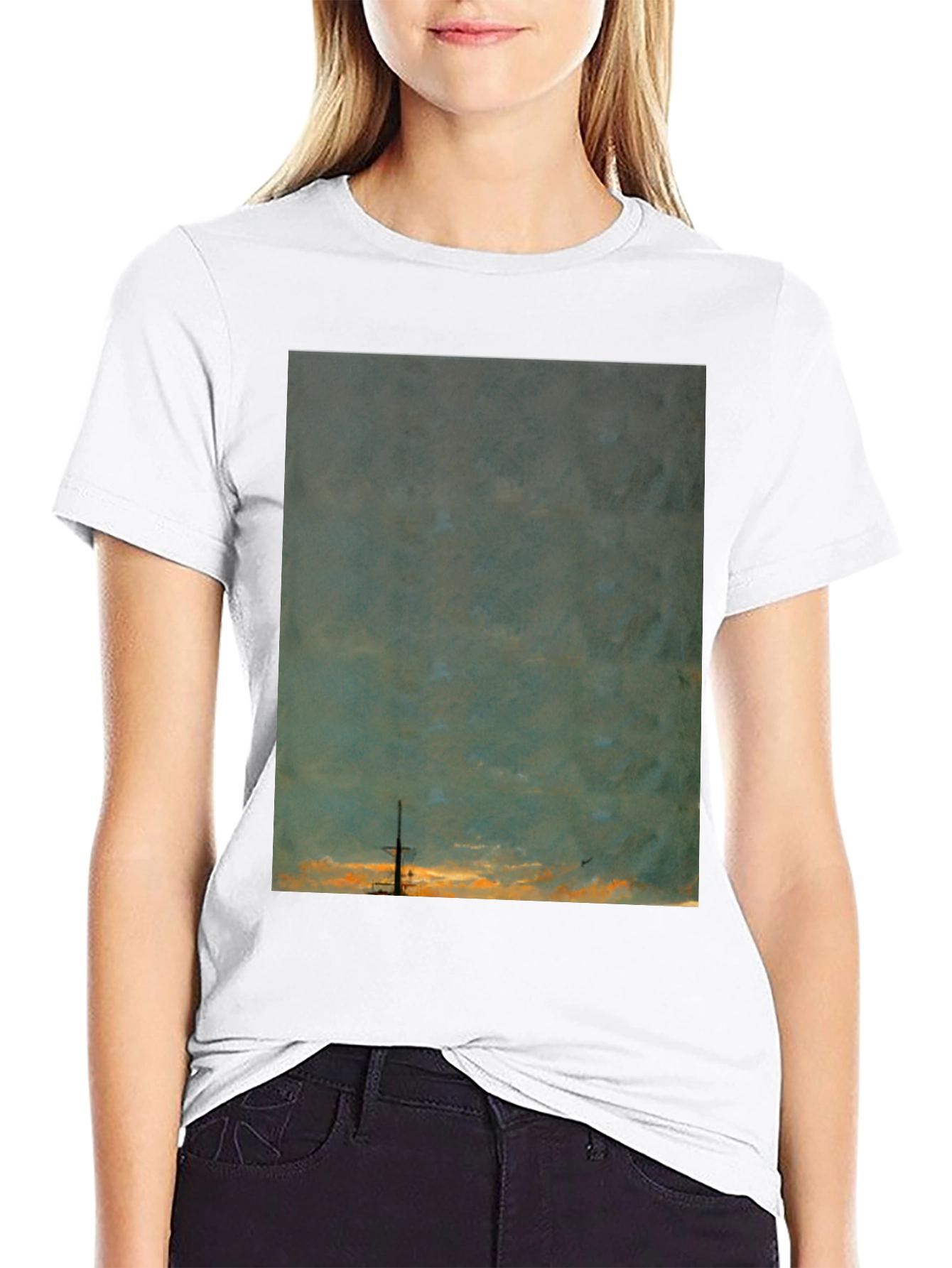 Sunset Ship Graphic Tee - Unique Artistic Design