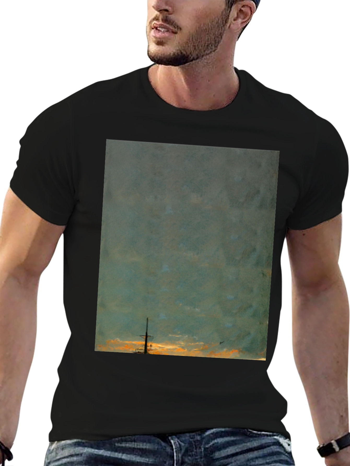 Sunset Ship Graphic Tee - Unique Artistic Design