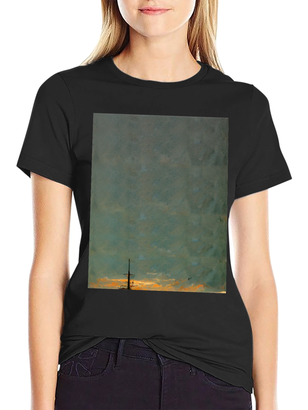 Sunset Ship Graphic Tee - Unique Artistic Design