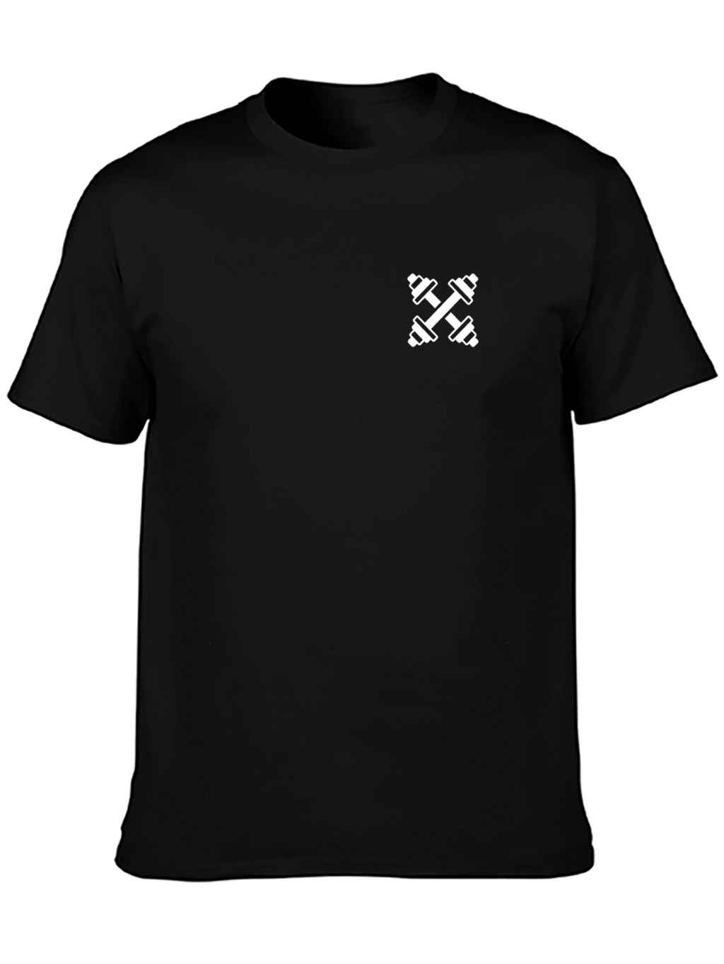 Mens Black Gym T-Shirt with Dumbbell Logo