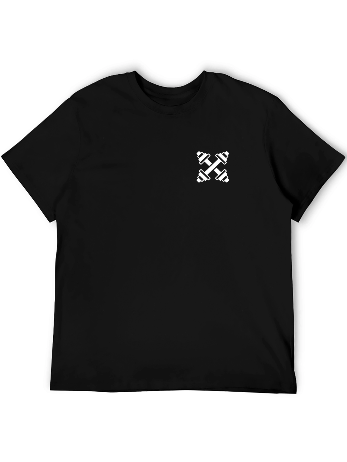Mens Black Gym T-Shirt with Dumbbell Logo