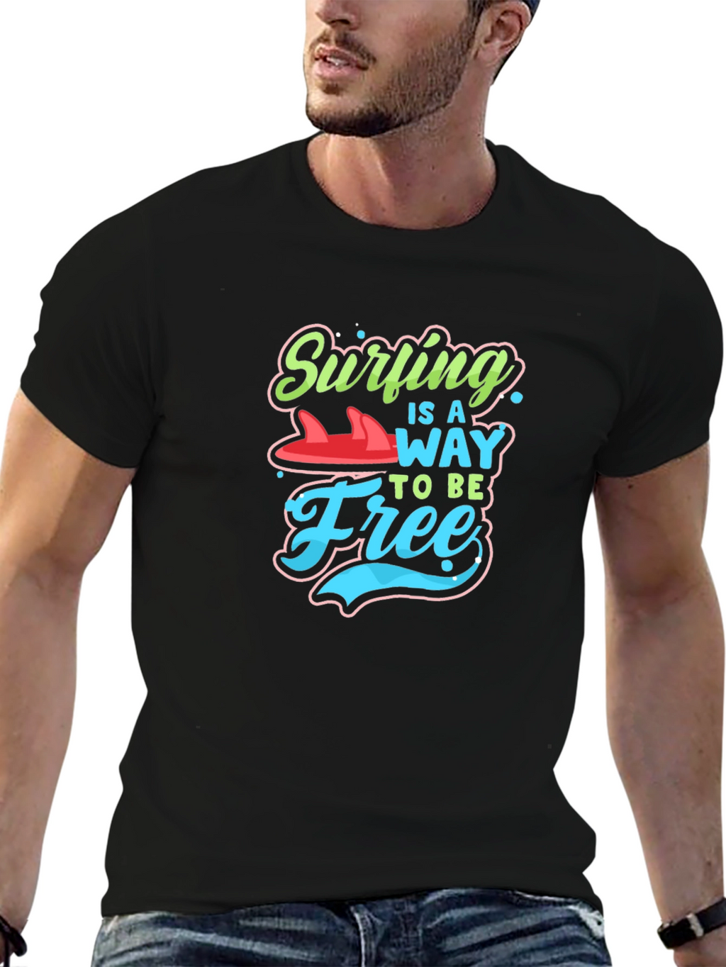 Surfing is a Way to Be Free Graphic Tee