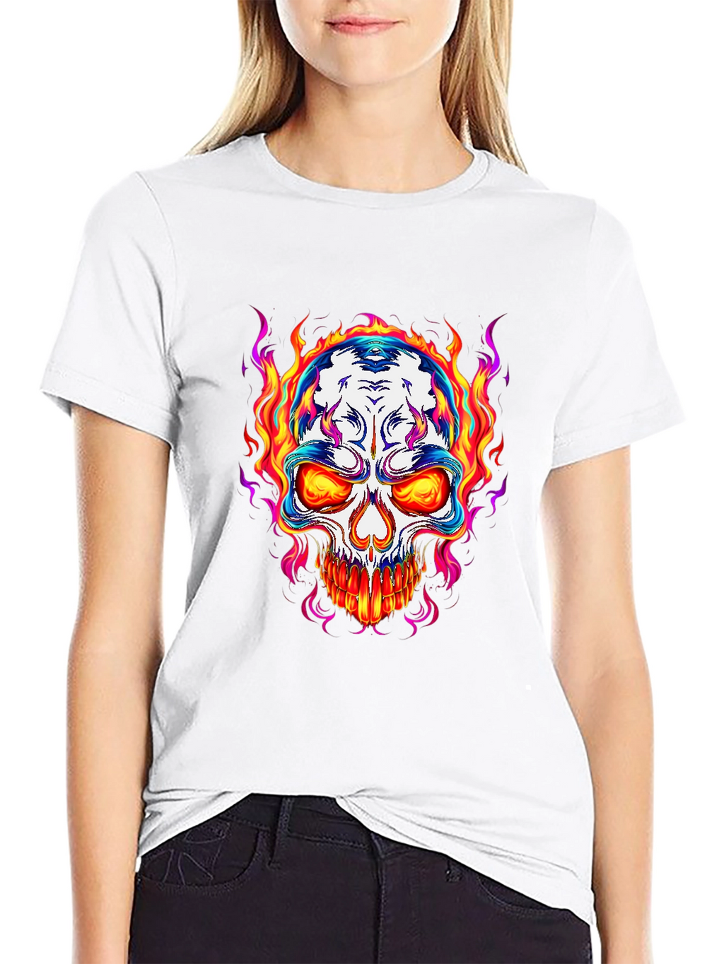 Flaming Skull Graphic T-Shirt