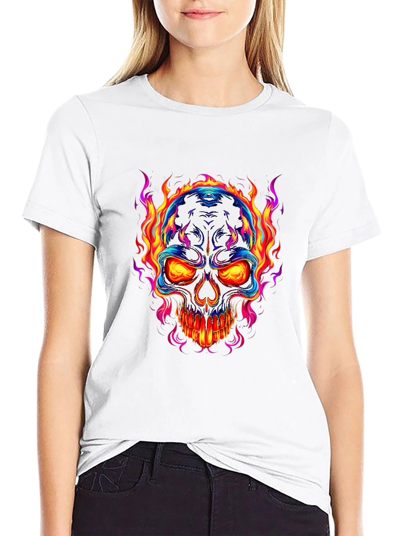 Flaming Skull Graphic T-Shirt
