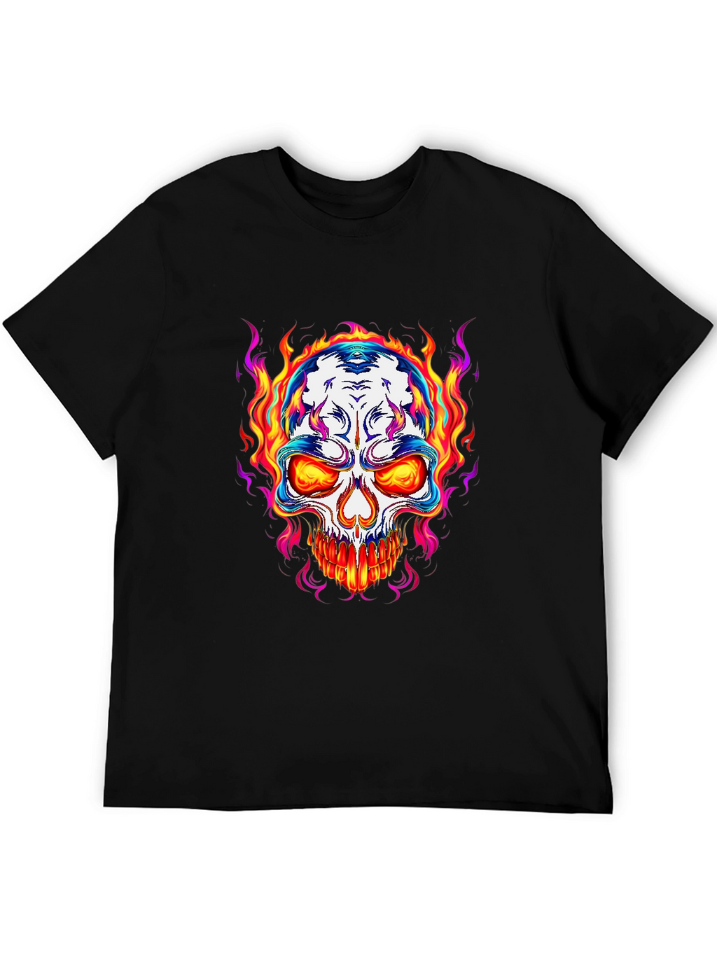 Flaming Skull Graphic T-Shirt