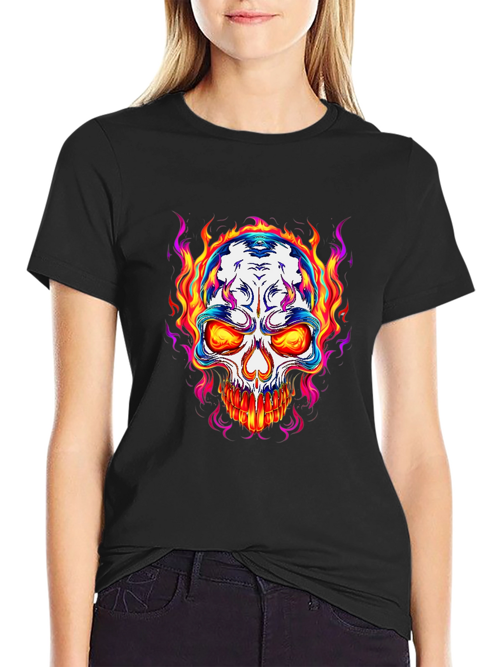 Flaming Skull Graphic T-Shirt