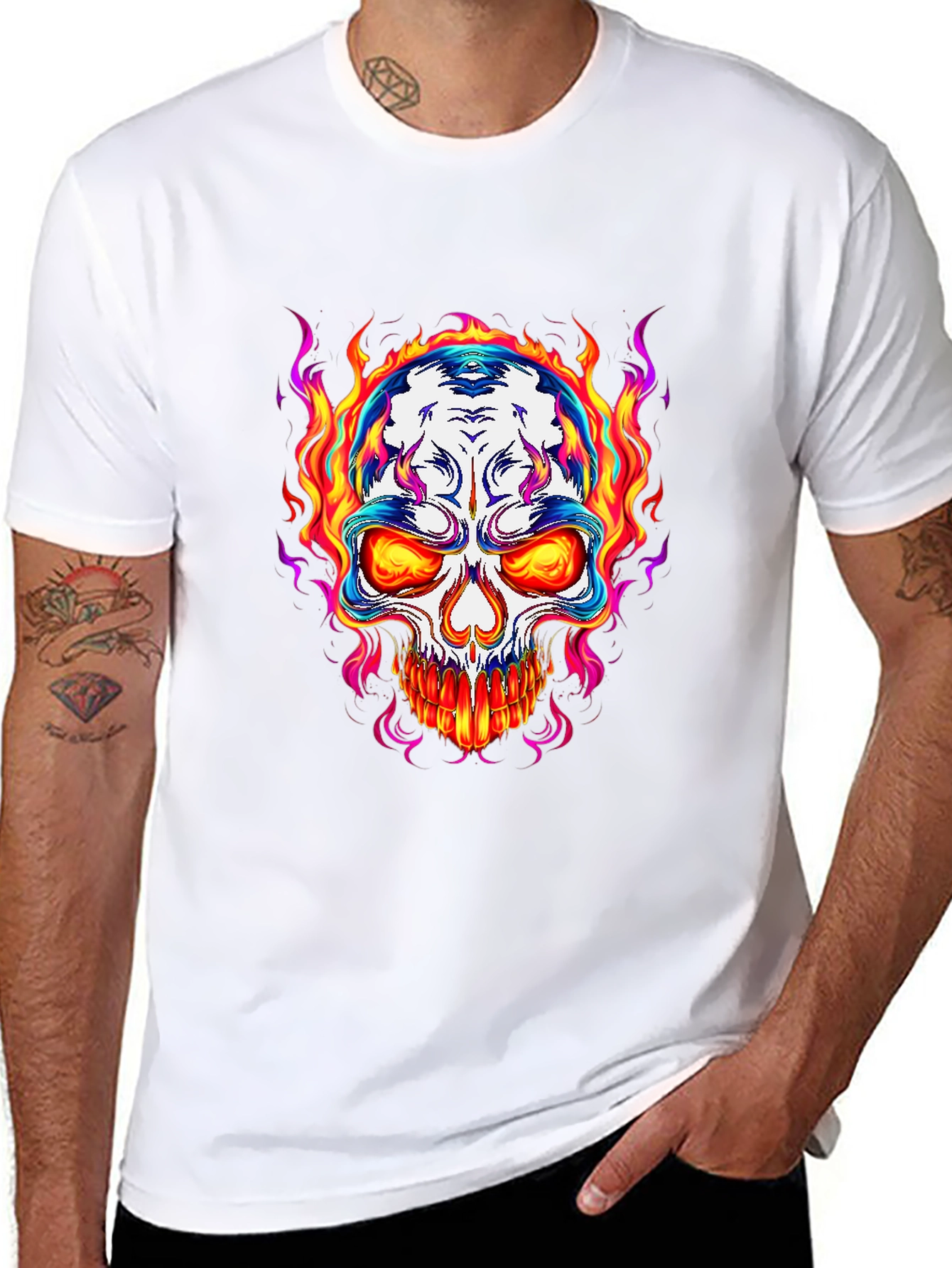 Flaming Skull Graphic T-Shirt