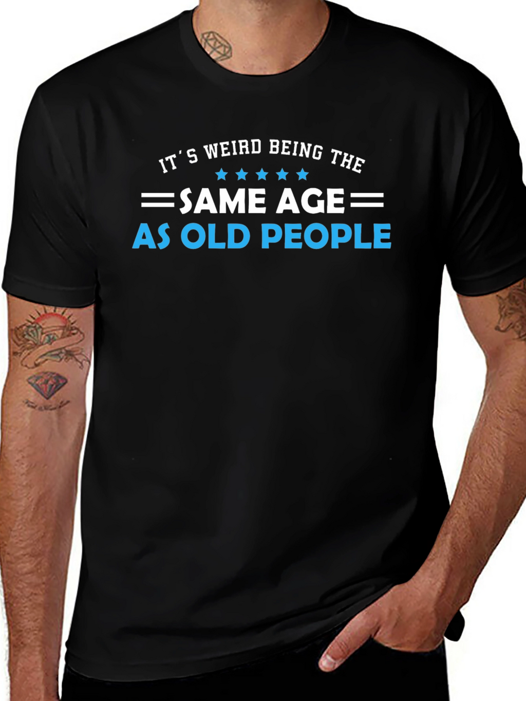 Funny Same Age As Old People Black T-Shirt